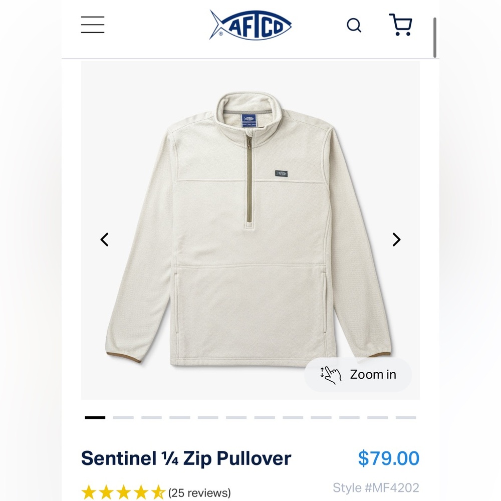 AFTCO Cream 1/4 Zip Up Sweater